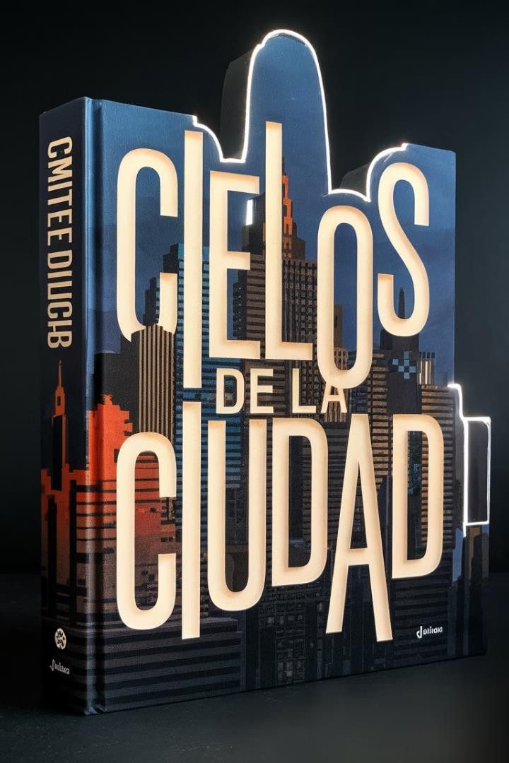 Libro con diseño urbano y recorte skyline