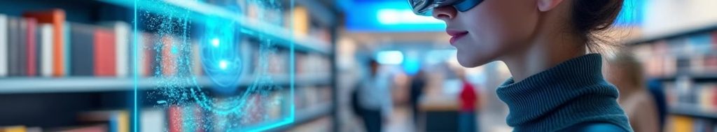 Persona con visor AR interactuando con diseño editorial